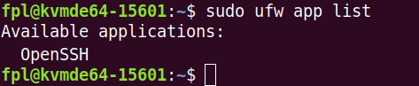 Список зарегистрированных в UFW приложений